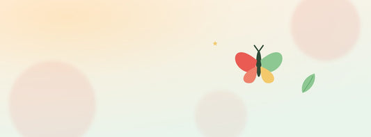 Un papillon aux ailes vertes et corail et une feuille : la kinésiologie, une approche douce du pipi au lit.